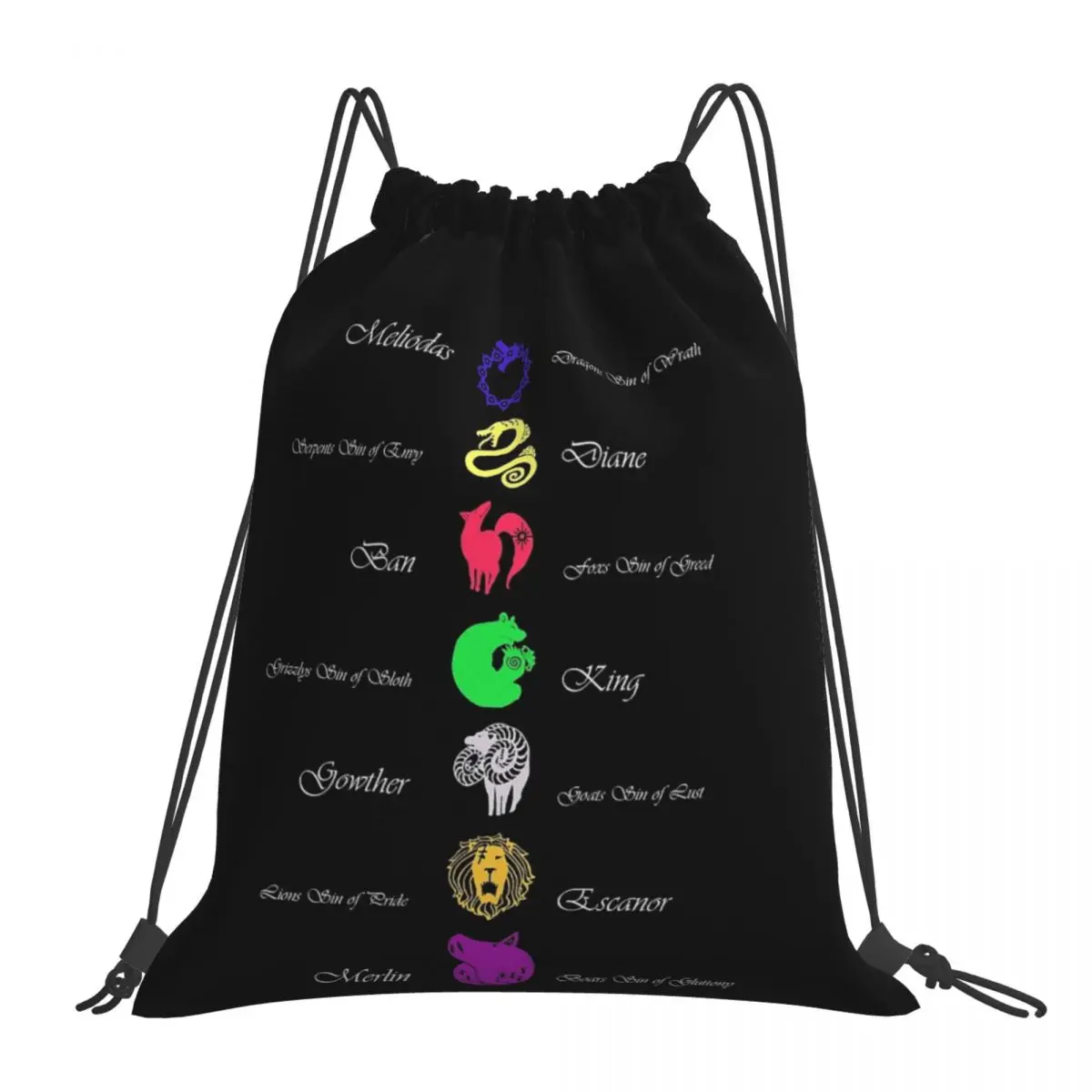 

Seven Deadly Sins Backpacks Casual Portable Drawstring Bundle Pocket Shoes Bag Book Bags For Man Woman Students