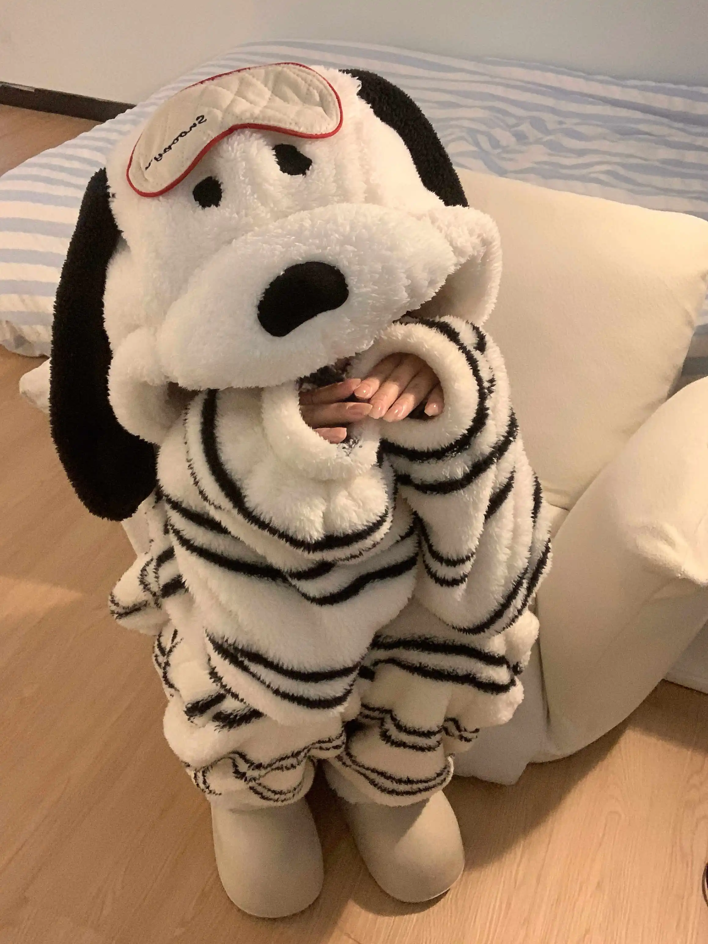 Halloween Snoopy Flannel Pajamas Kawaii Anime Cartoon Hooded Kids Adult Casual Christmas Home Pants Autumn Fashion