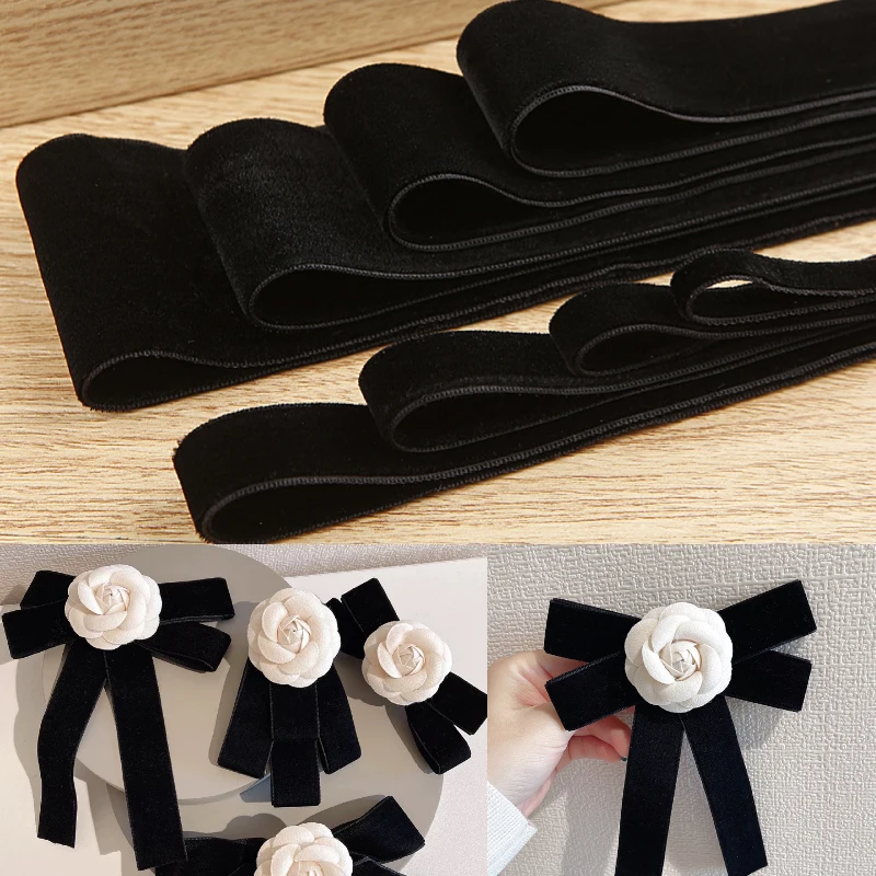 Double Faced Velvet Ribbon Black Wide 6mm 9mm 12mm 16mmm 20mm 25mm 38mm 50mm DIY Hair Bowknot Gift Wrapping Clothing Accessories