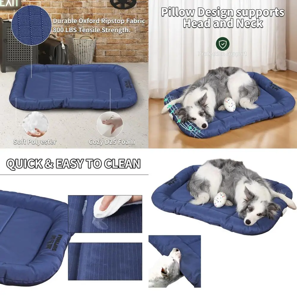 

X-большая водонепроницаемая уличная кровать для собак с подушкой, подходит для домашних кошек и домашних животных (синяя, 42x29 дюймов)