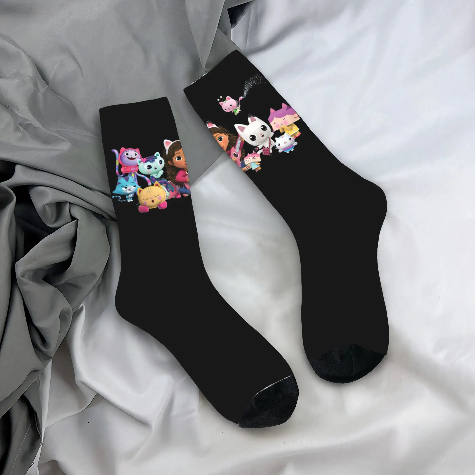 

Custom Gabbys Dollhouse Gabby Cats Men Women Crew Socks Unisex Novelty 3D Printed Cakey Mercat Dress Socks