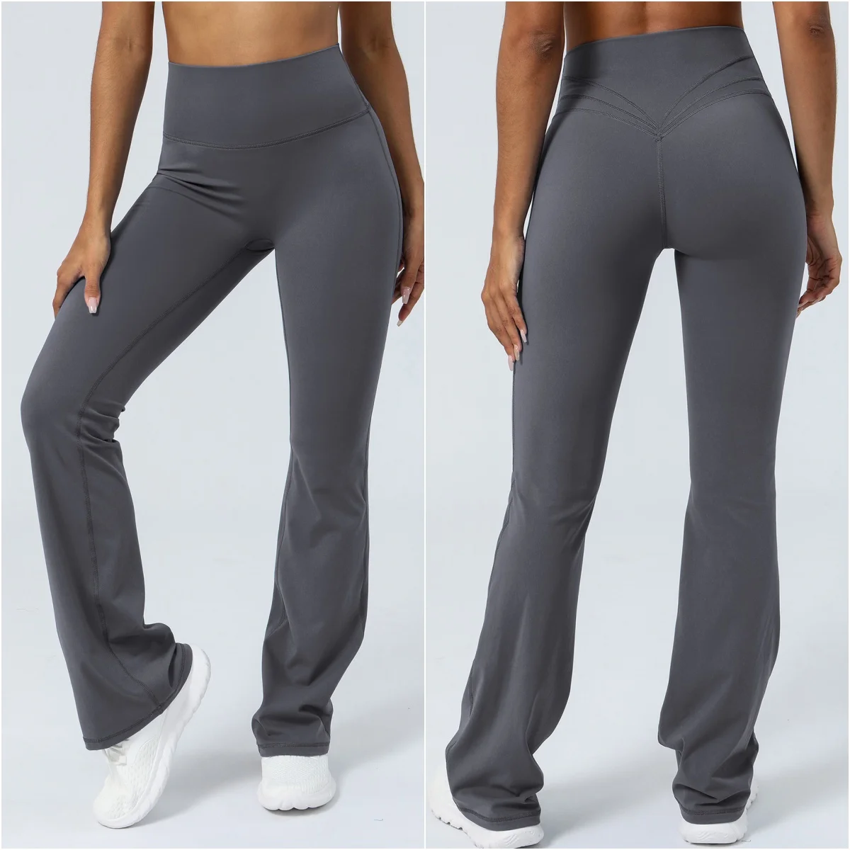 Women Flare Pants Yoga Bell Bottom Toursers Seamless High Waist Gym Sports Wide Leg Pants Tummy Control Workout Fitness Pants