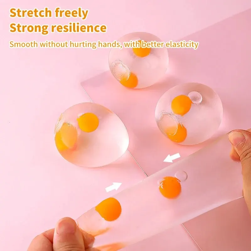 3D Transparent Toy Simulation Egg Decompression Pinching Joy Double Yellow Stress Toys