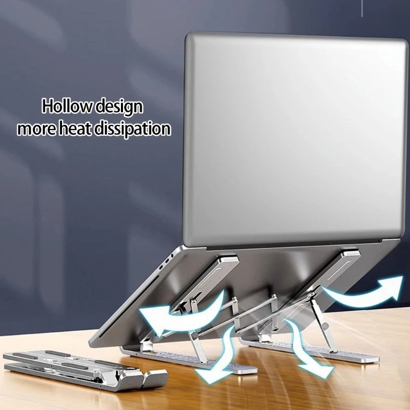 YY+Lightweight Aluminum Laptop Stand 10 Height Adjustable Foldable For Work Study