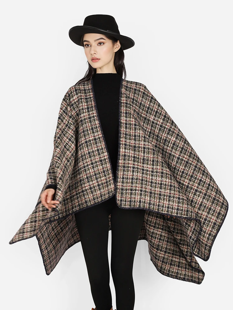 

Winter Women Men Scarf Layers Poncho Elegant Retro Plaid Wraps Shawl Lady Warm Scarve Capa Para Mujer Pashmina Cloak Fashion New