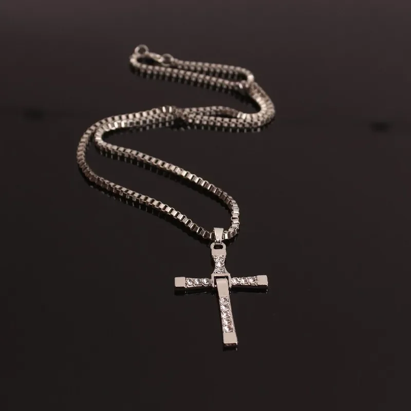 Hip Hop Rhinestone Cross Pendant Necklace for Men Women Punk HipHop Fashion Gift Jewelry