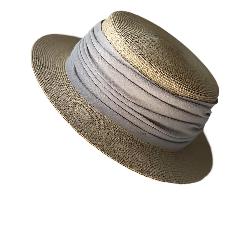 Spring and summer new forgulafia flat straw hat top hat short flat eaves decorative shade and sun protection