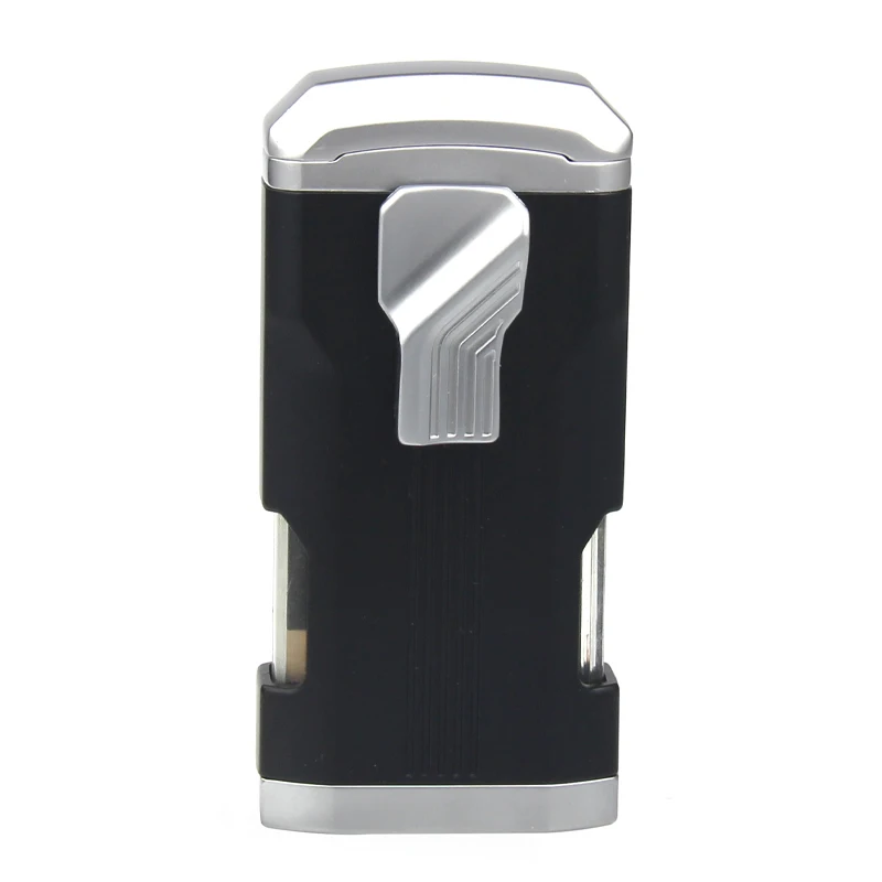 Windproof Powerful Metal Spray Gun Kitchen Lighter with Cutter, Tripe Jet Torch Fire, Gas Cigar Lighter, Turbo, Cutter