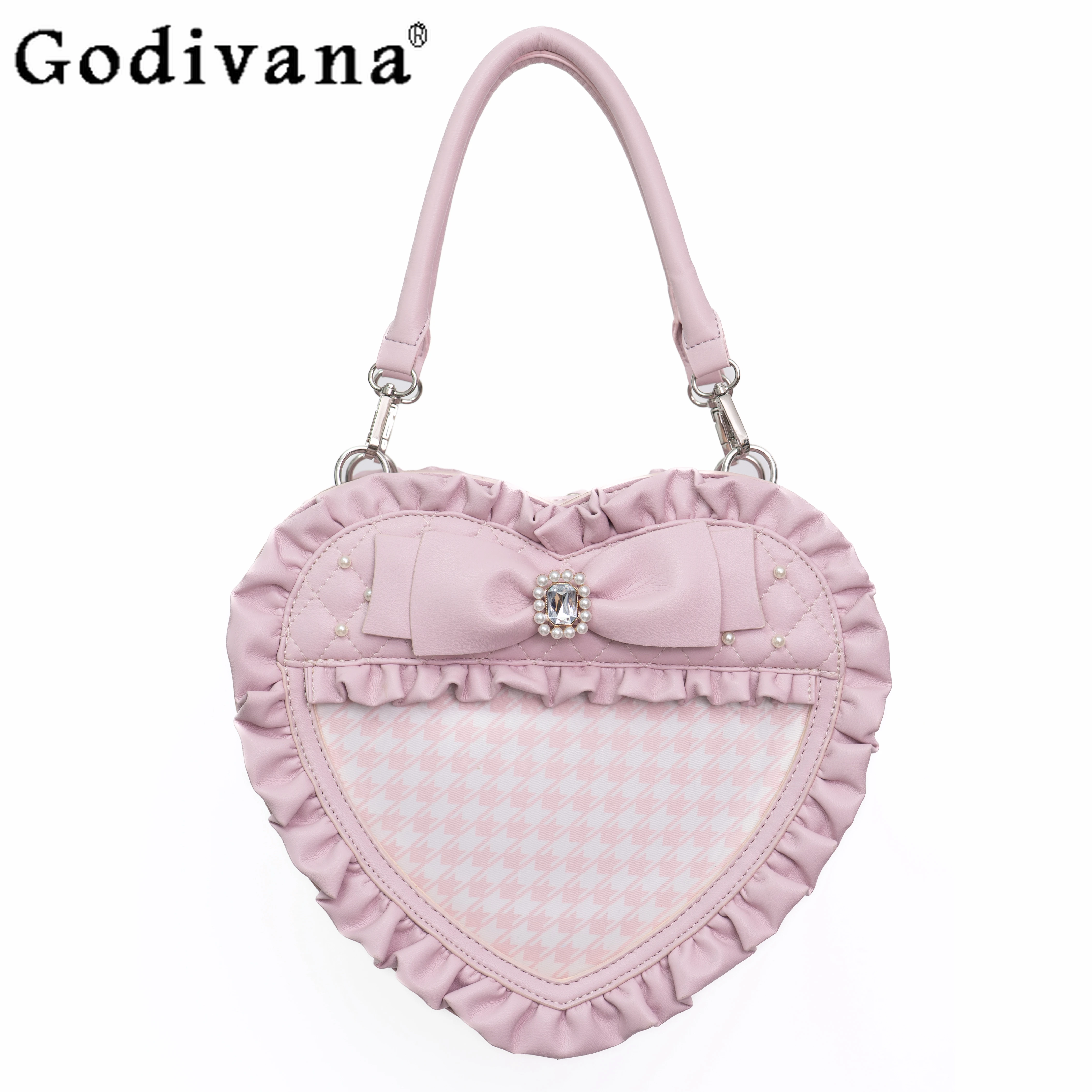 

Japanese Y2K Subculture Original Lolita Heart-shaped Handbag Bowknot Large Capacity Sweet Cute Girl Versatile Pain Bag
