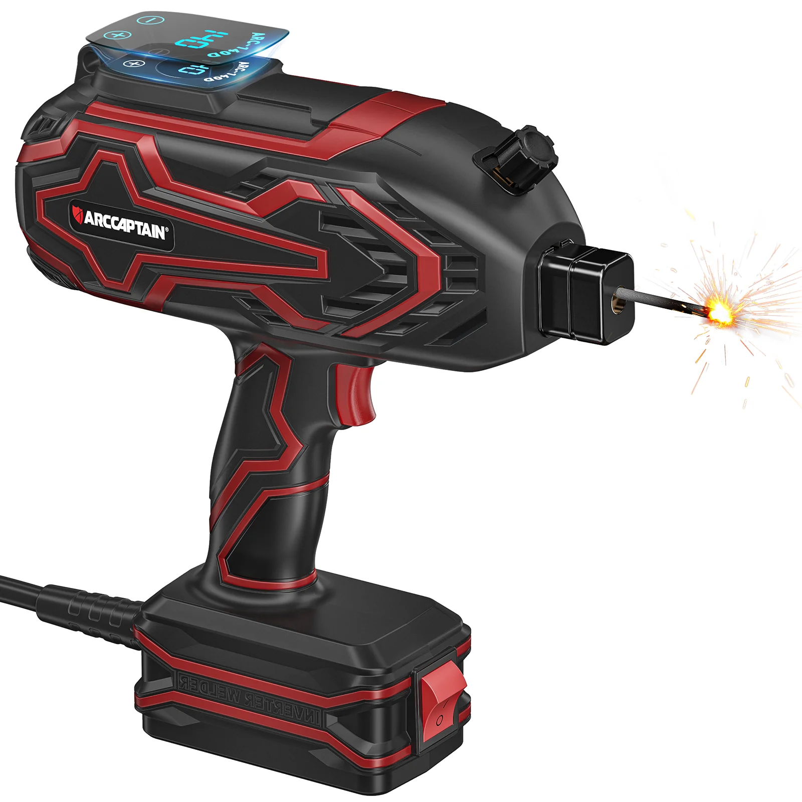 ARCCAPTAIN 140A Handgeführte Schweißmaschine mit LED-Anzeige, tragbar, 220V, Hot-Start, Arc Force, Anti-Stick, IGBT ARC-Schweißgerät mit Schutzbrille