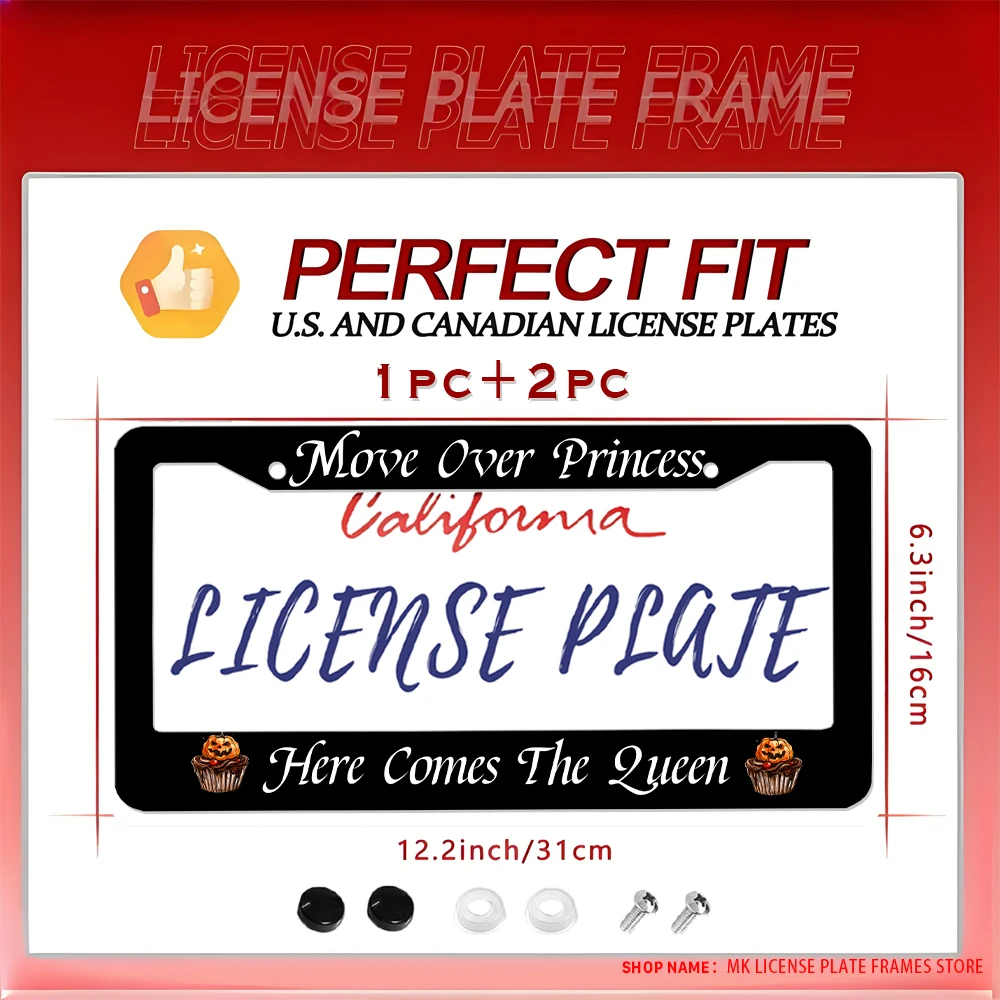 

Черная новинка и веселая рамка для номерного знака с 2 отверстиями и принтами тыквенных кексов, алюминиевый материал, винт — набор в комплекте