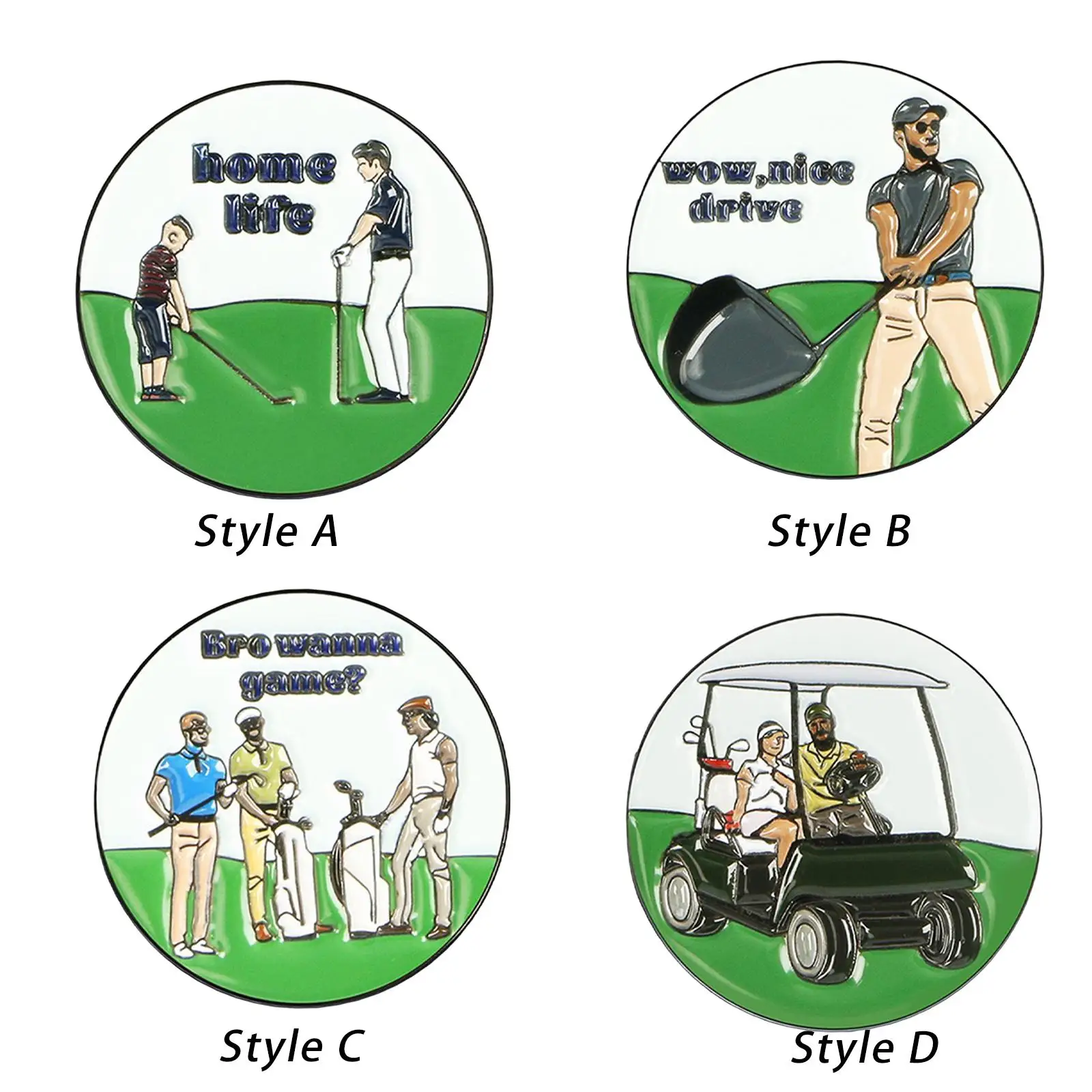 Premium Metal Golf Ball Marker Funny Design Enamel Round Coin for Putting Alignment on Course