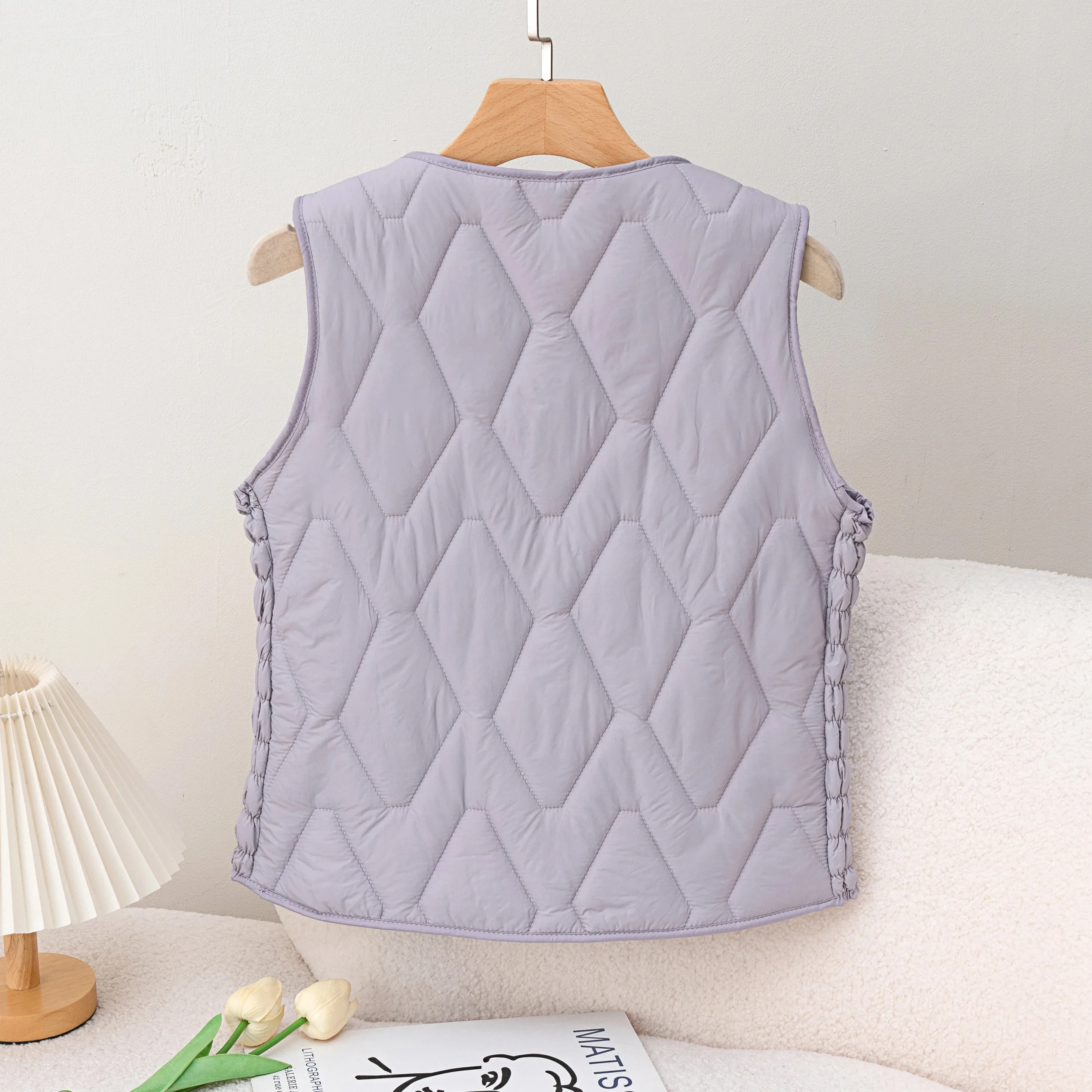 Feminino fino ajuste fce forrado colete bordado camadas ort sle bal cardigan desgaste interno fibra de poliéster v ne zíper