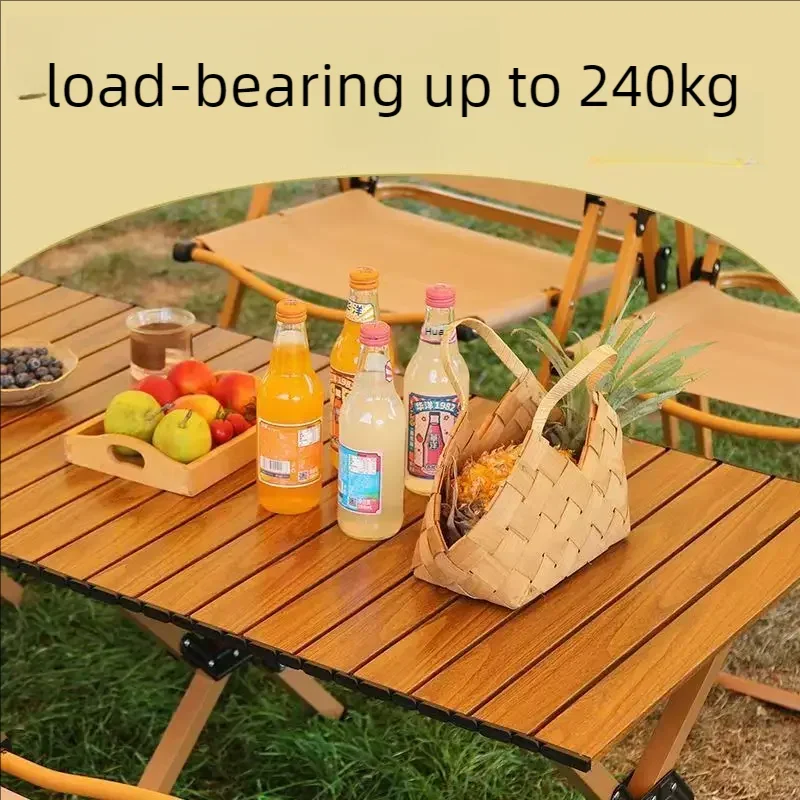 Outdoor Folding Table and Chair Set Long Portable Egg Roll Table Camping Table Lightweight Folding Chair Camping Party Set