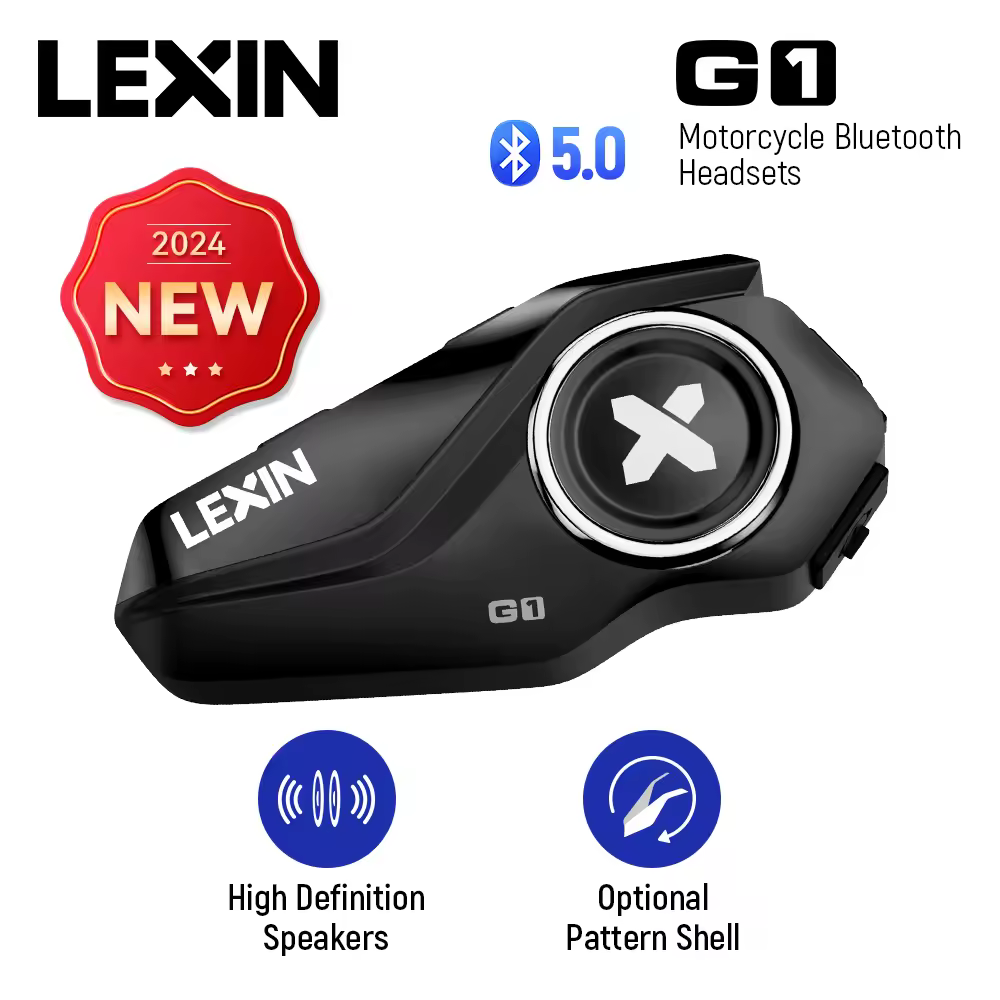 Lexin G1 Cuffie per moto con qualità audio bluetooth per casco, cuffie per casco Bluetooth, altoparlanti ad alta definizione,