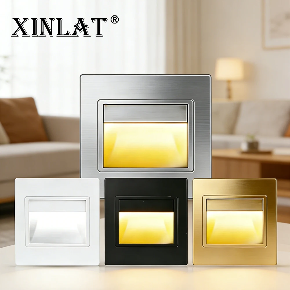 Led Wall Lamps Recessed Staircase Light 220V Step Stairway Aisle Nightlights No-sensor Footlights 110v Indoor Lighting 3W XINLAT