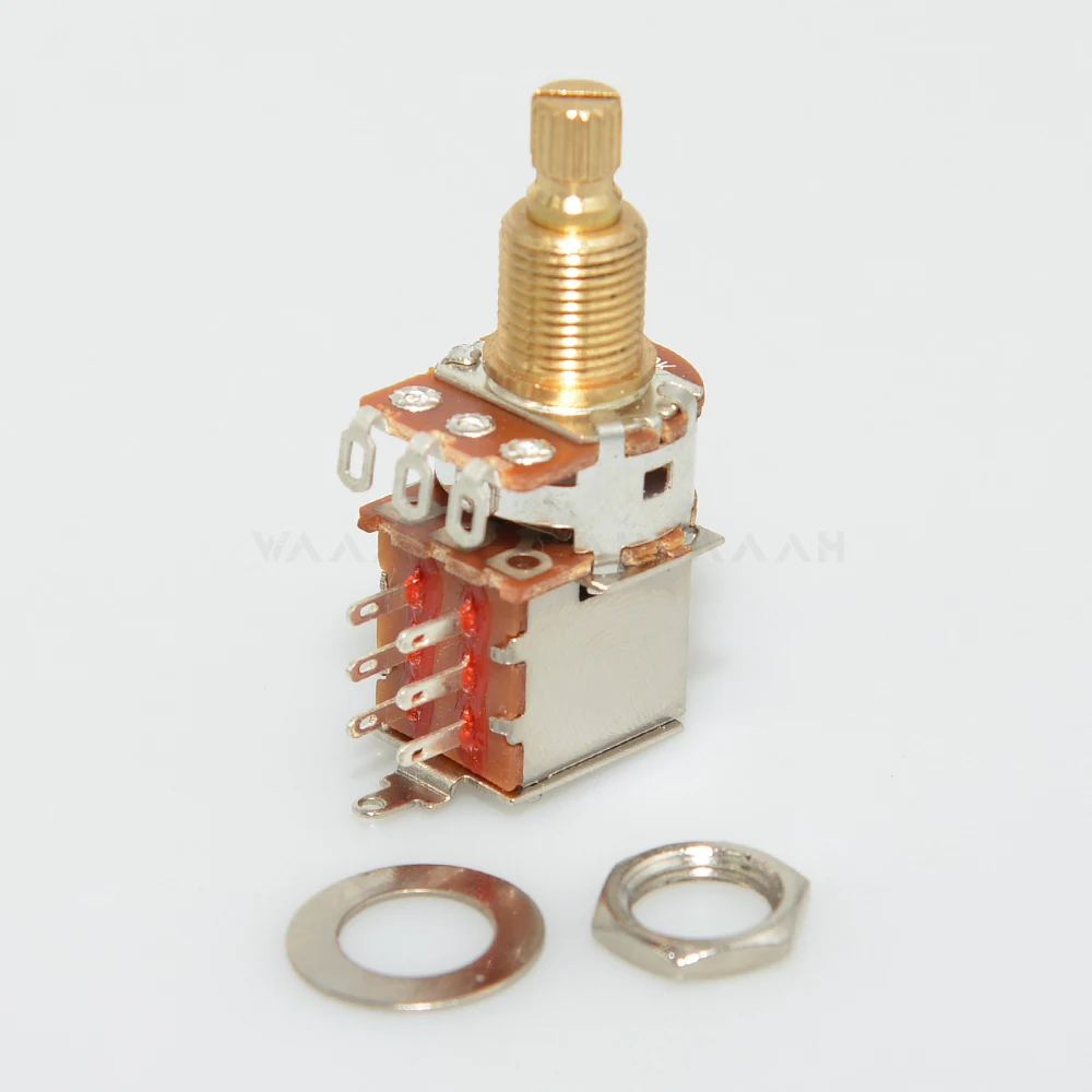 1pcs Guitar Push Pull Potentiometers Brass Long Split Shaft 18mm A250K B250K A500K B500K Control Pot Guitar Switch Guitar Parts