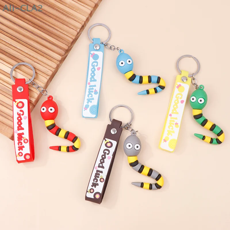 Creative Cartoon Snake Pendant Keychain For Women Men Cute Zodiac Snake Year Lucky Charms Backpack Car Ornament Key Ring