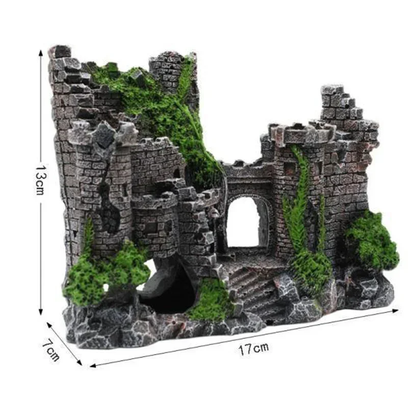 

Creative Castle Shape Fish Tank Ornaments Decoration Landscaping Resin Rockery Aquarium Resin Rockery Home Craft Ornaments D9262