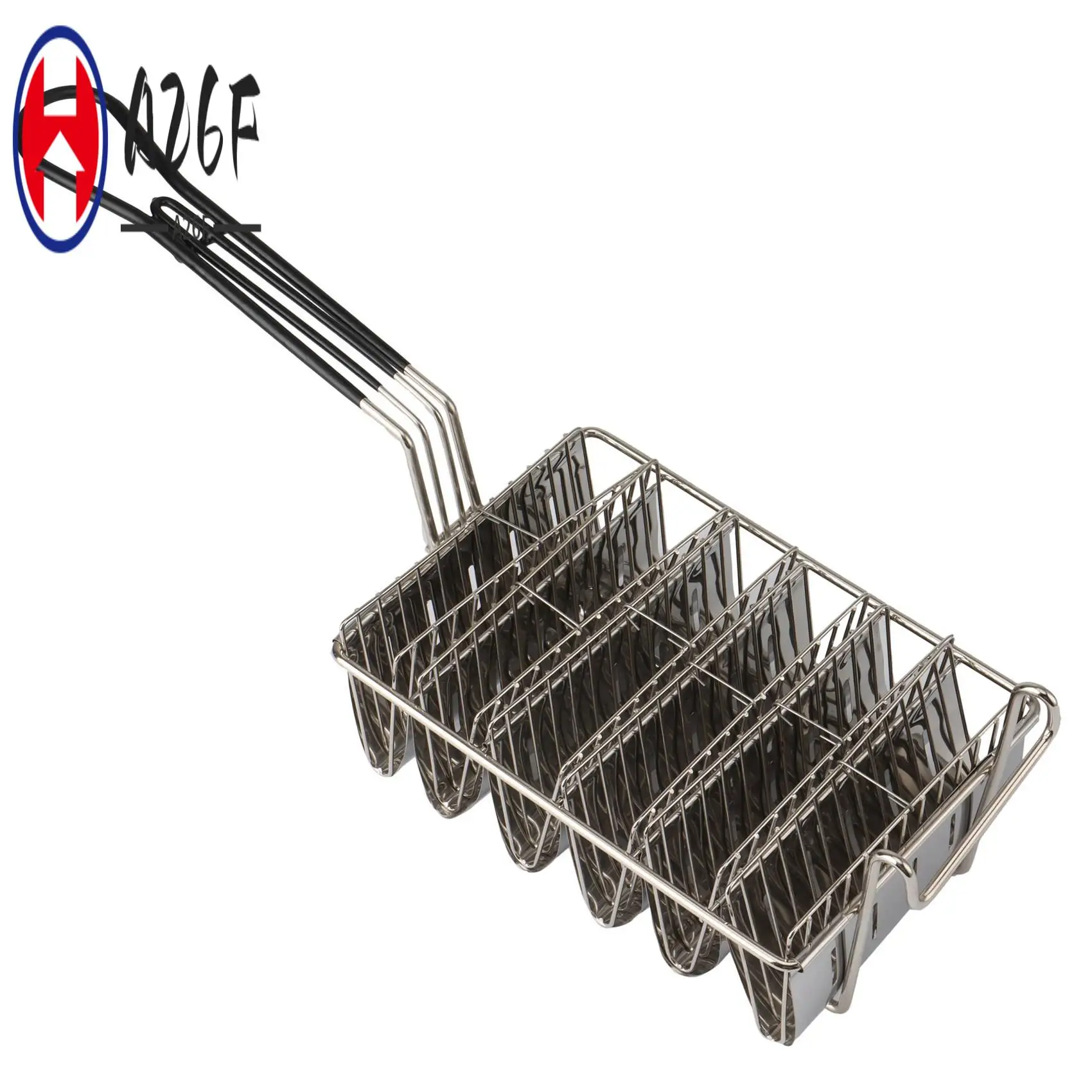 

A26F-Taco Fryer Basket, Taco Shell Fryer, Holds 6 Shells Deep Fryer Taco Holders Basket With Grip Handle Taco Holder Stand