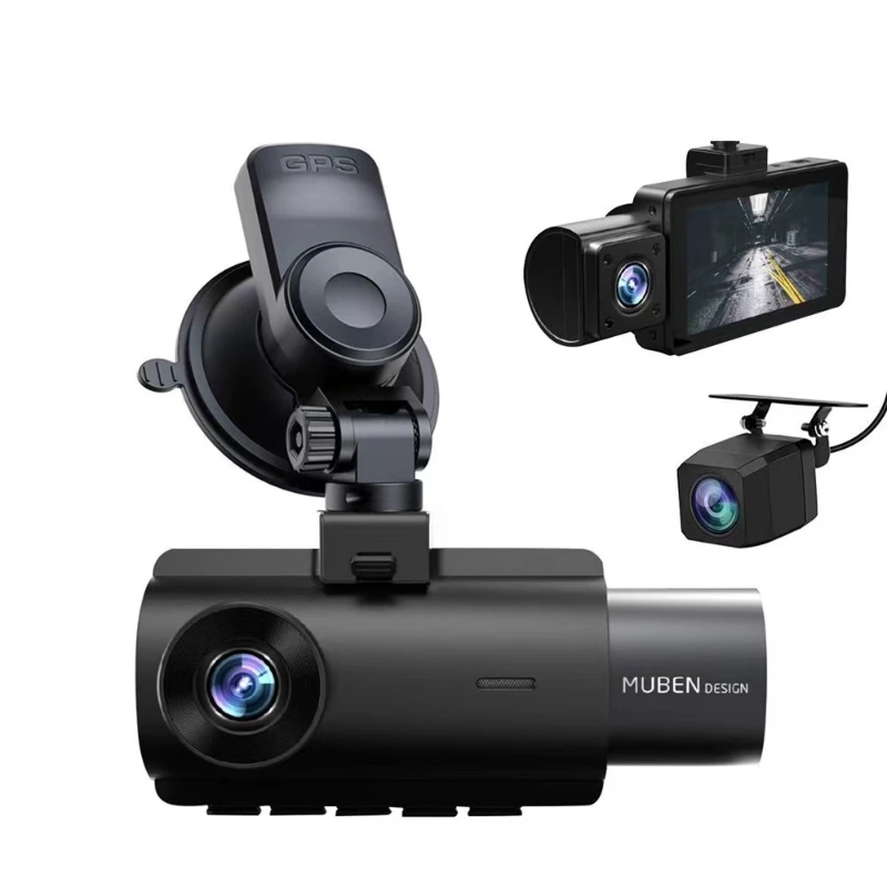 

3 Channel Dash Cam Front Inside Rear Three Way Dash Camera 2K+1080P Dual With GPS WiFi IR Night Vision Camcorder Car Electronics