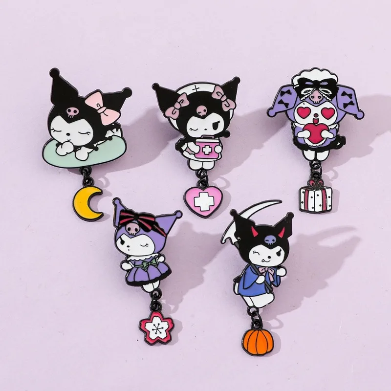 

Sanrio Kuromi Metal Broochs Anime Figure Cute Toy Cartoon Metallic Personal Pin Anime Merchandise Clothing Decoration Girl Gifts