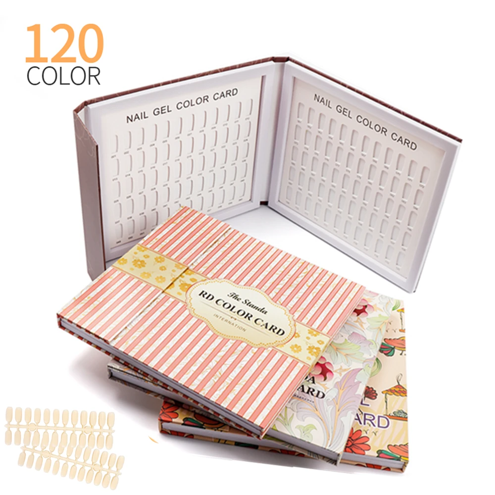 120 Colors Nail Tips Display Book DIY Nail Art Showing Shelf Gel Nail Polish Color Card Chart Painting Dedicated Display Board