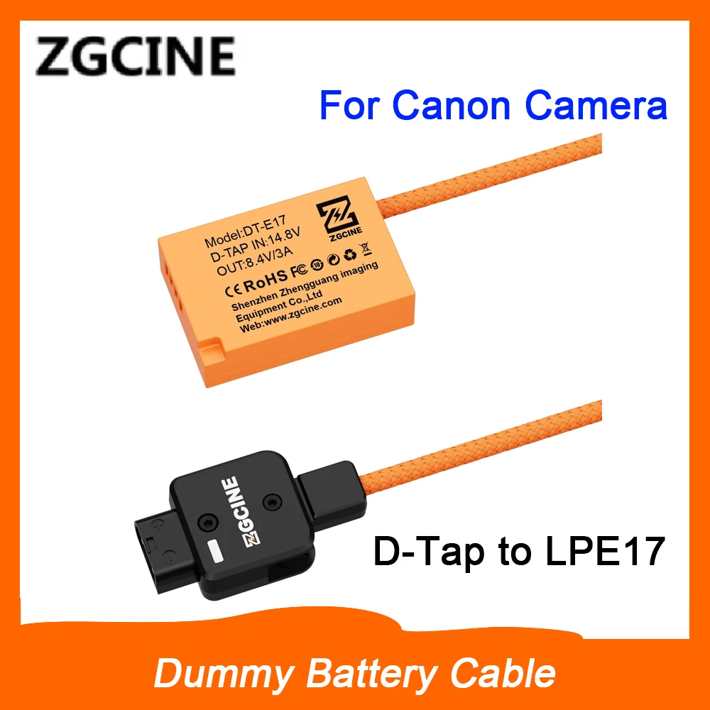 ZGCINE D-Tap to LPE17 Dummy Battery Cable For Canon Camera for Canon RP R10 R50 R8 M6 M62 200D 200D2 850D 200D 750D 77D M3 M5