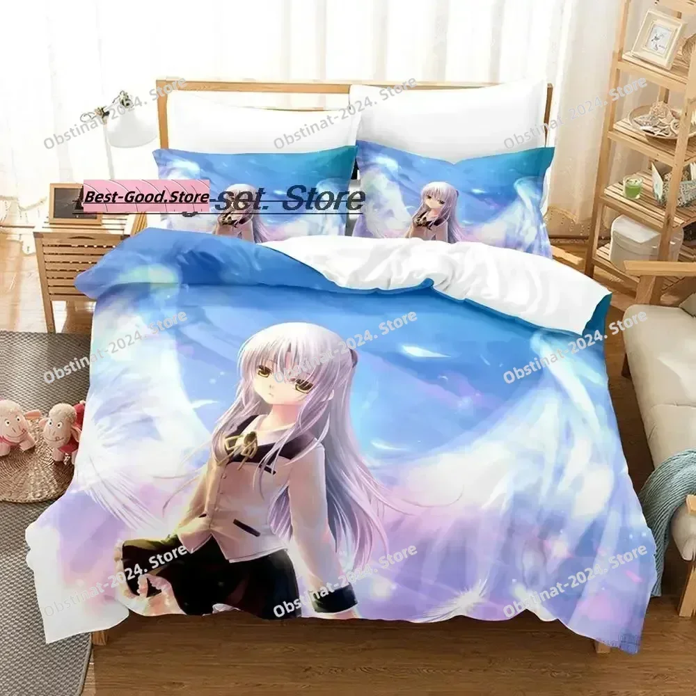 2023 Angel Beats Bedding Set Single Twin Printed Bed Set With Pillowcase Bed Duvet Cover Single For Double Queen Super King Size