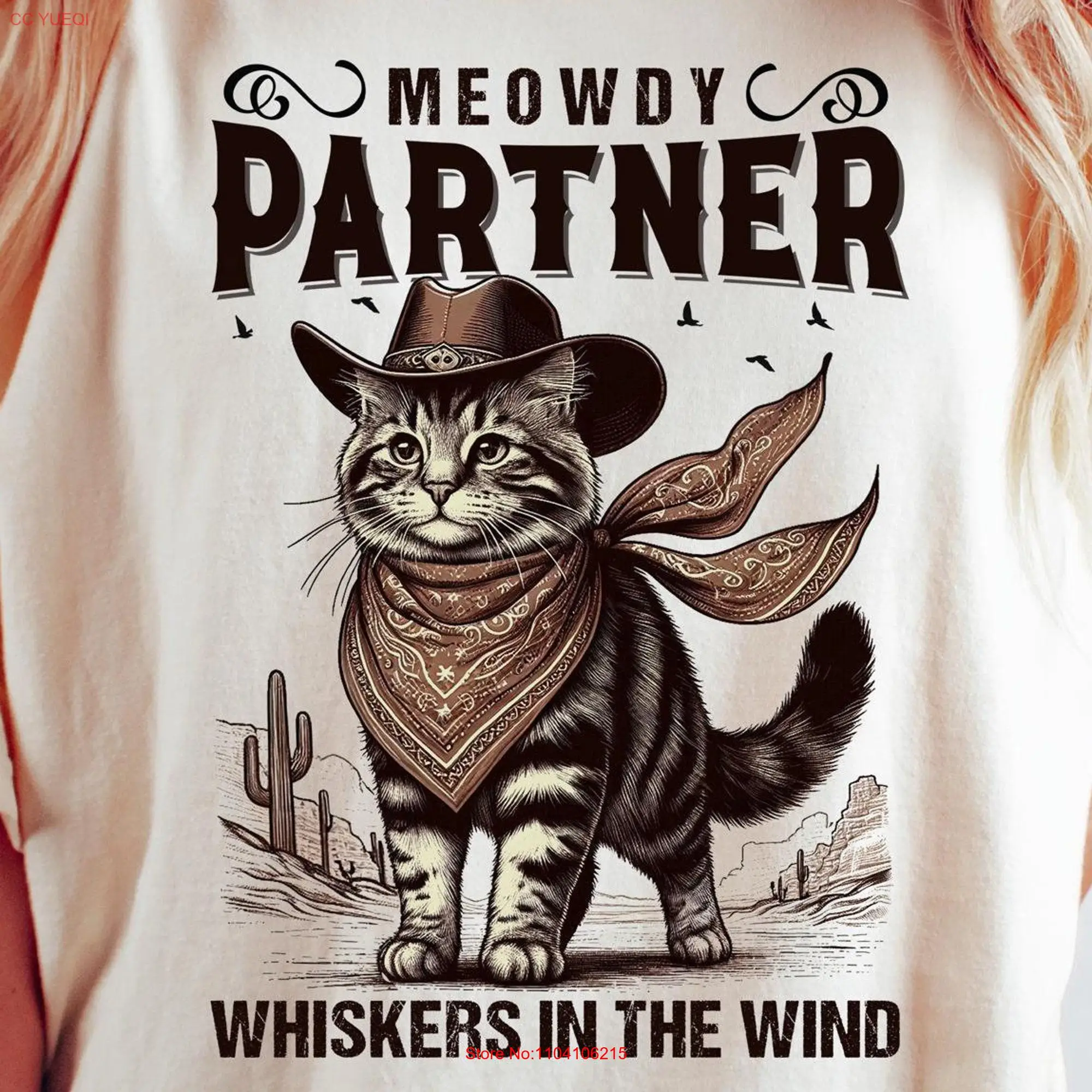 Meowdy Partner Cowboy CaT T Shirt Vintage Funny Western Lover long or short sleeves