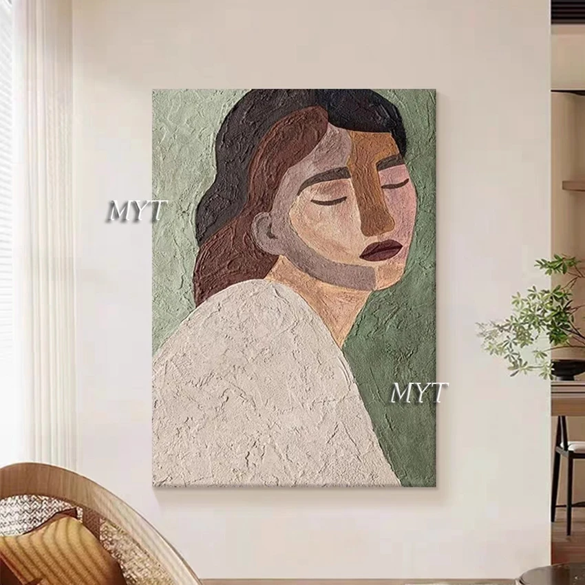 Canvas Style Decoration Frameless 3D Woman Abstrac Oil Paintings Face Modern Figure Acrylic Design Textured Art Picture Gifts