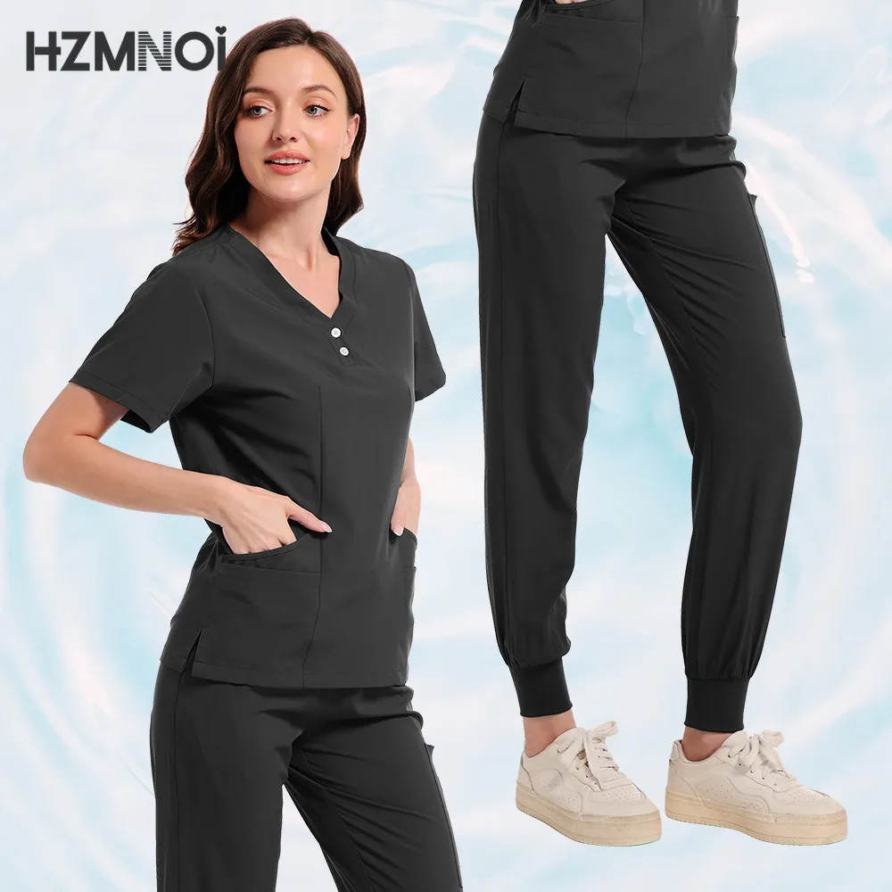 New Unisex Hospital Scrubs Sets Men Medical Uniforms Doctors Nurses Accessories Dental Clinic Salon Workwear Surgical Clothes