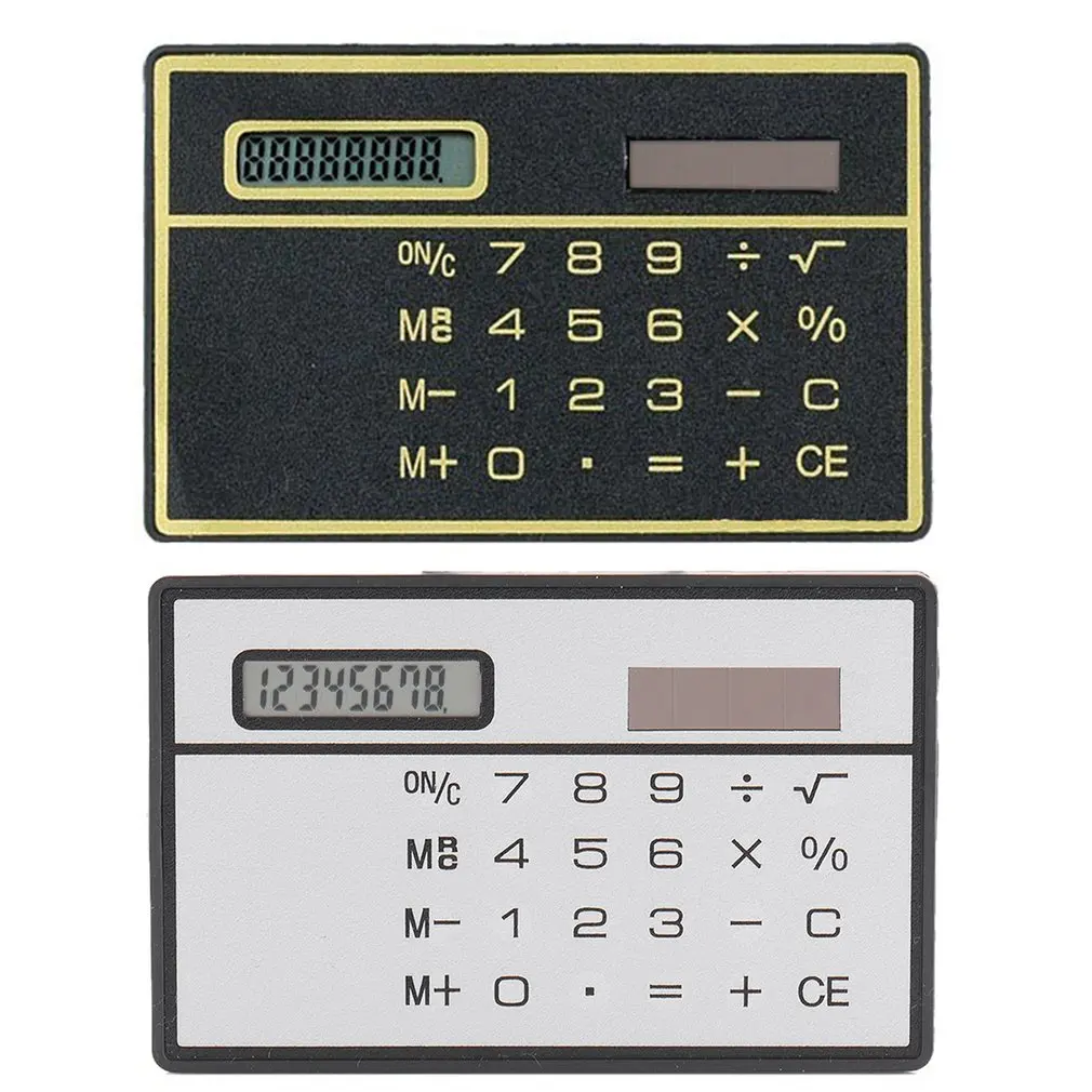 Solar Card Calculator Ultra-thin Handheld Office Computer School Students Supplies Mini Pocket Digital Calculators Energy Saving