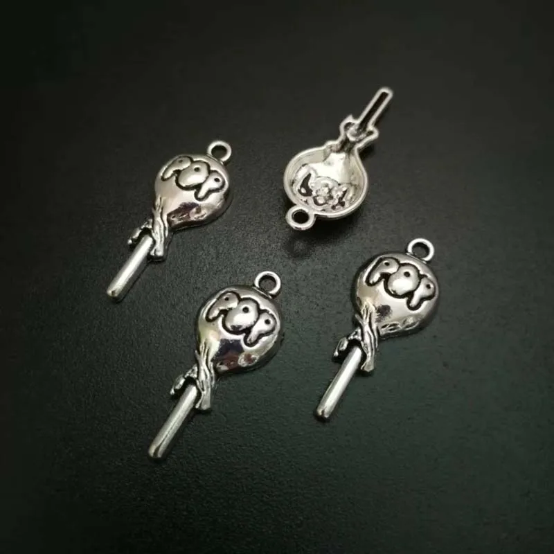 25pcs Antique Silver Alloy Pop Candy Charms Pendants For Bracelet Necklace Jewelry Making DIY Handmand Craft 13x31mm