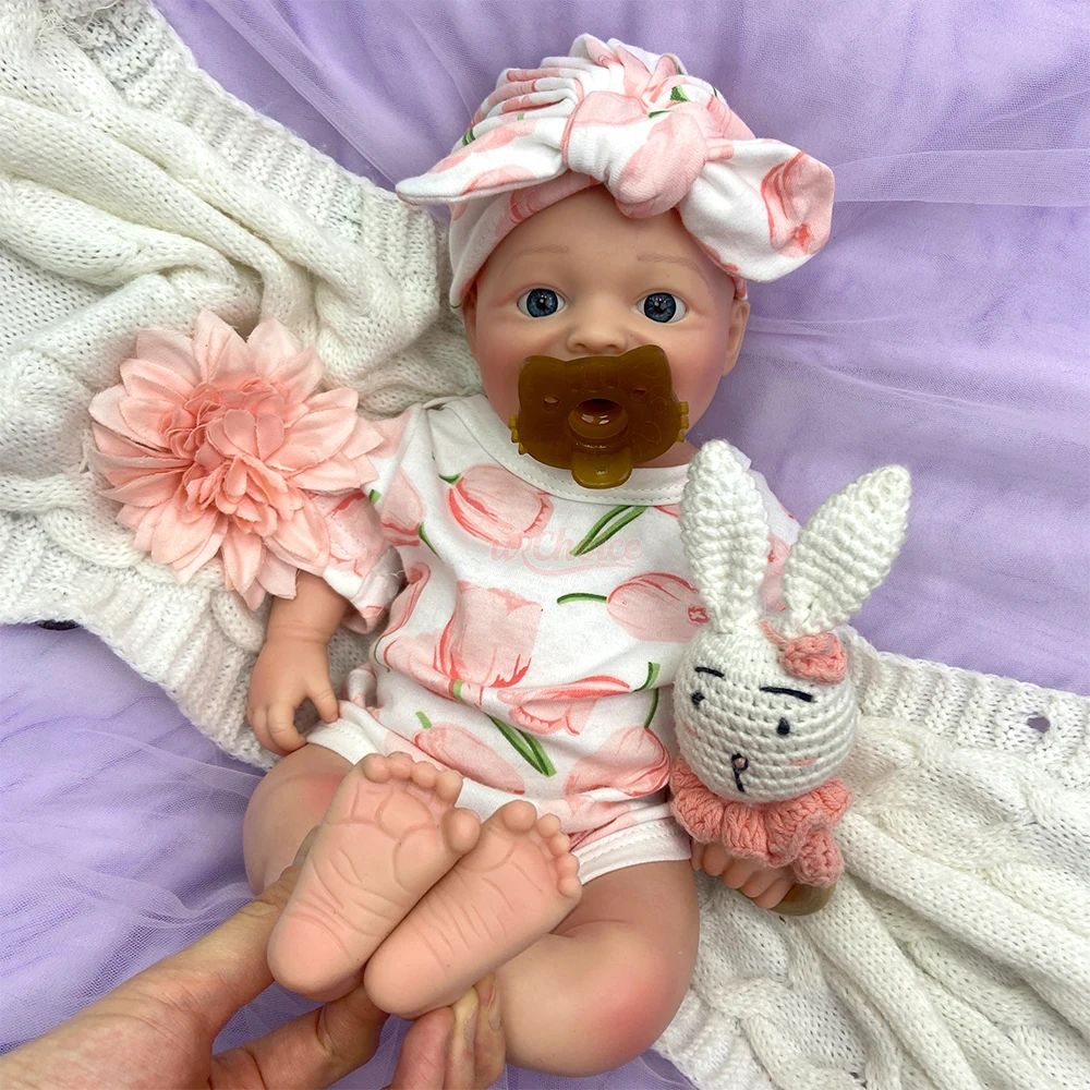 17Inch Full Body Silicone Reborn Baby Girl Open Eyes Lifelike Visible Veins Weighted Art Doll for Emotional and Therapeutic