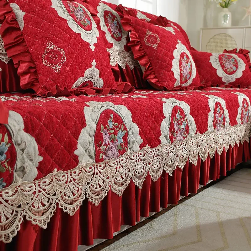 Four Seasons Combination Sofa Cushion European Universal Sofa Cover Simple and Non Slip High-end Thickened Living Room Sofa Mat