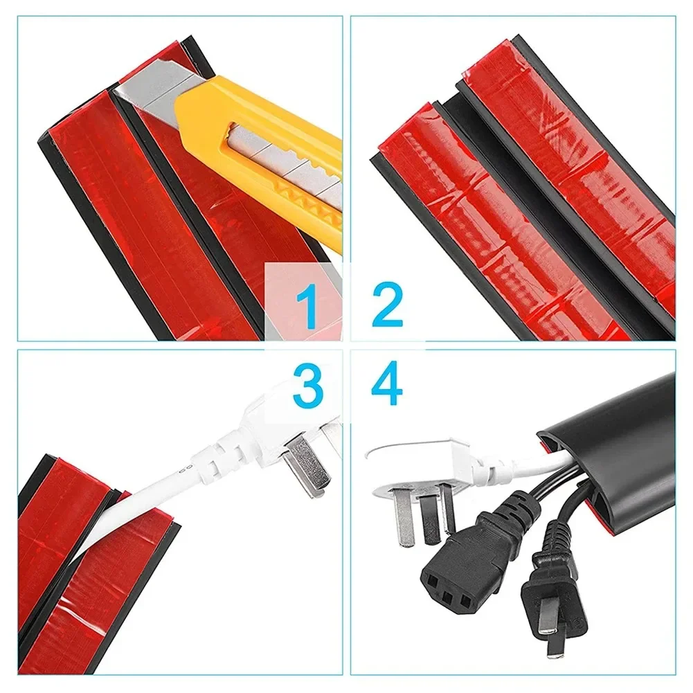 1 قطعة 118.1 بوصة غطاء الحبل الأرضي غمد بولي كلوريد الفينيل مرنة قناة كهربائية كابل حماة ذاتية اللصق كابل Hiders للأرضيات