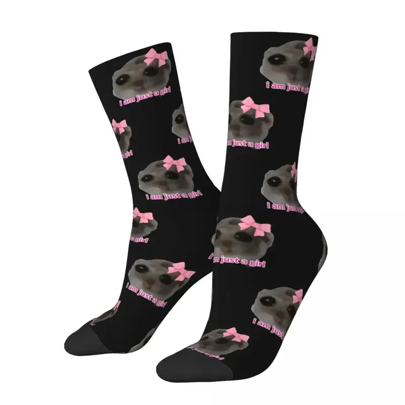 Y2K Sad Hamster Cartoon Men Women Polyester Fashion I'M Just A Girl Novelty Spring Summer Autumn Winter Socks Gift