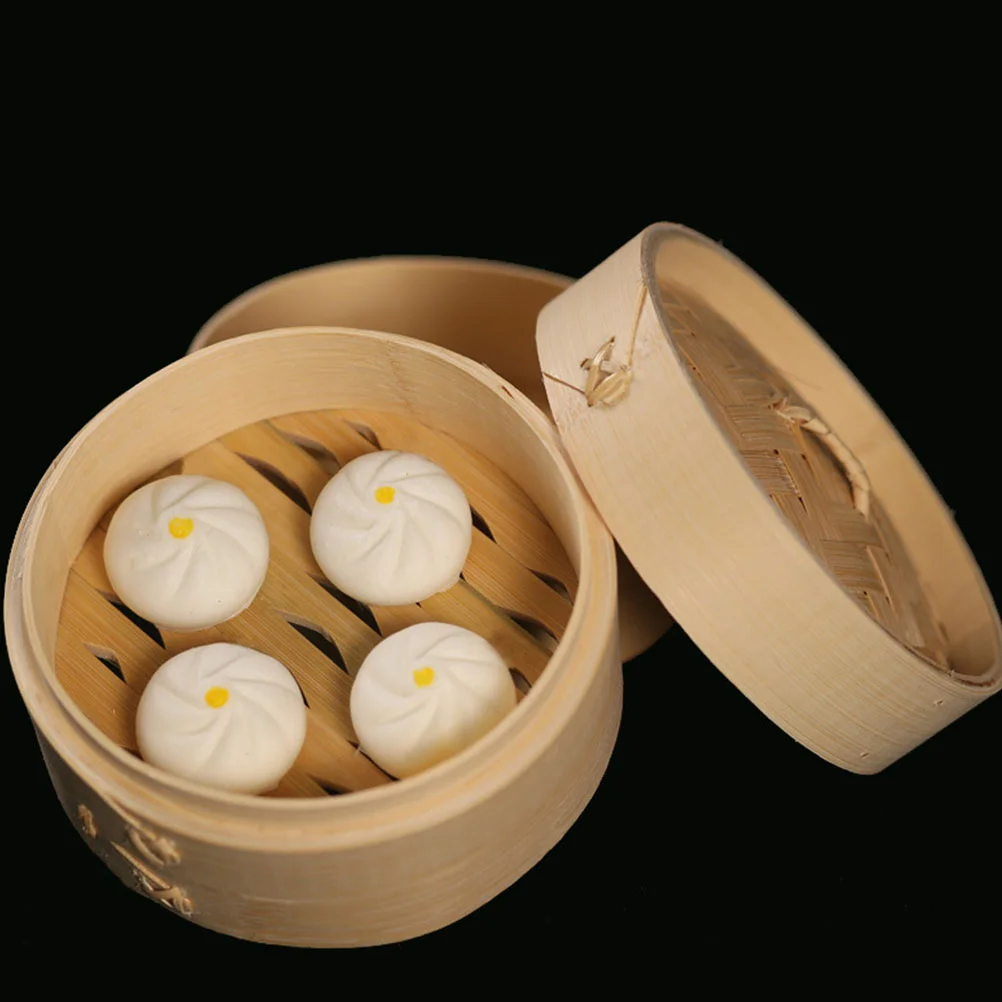 

1 Set of Bamboo Food Steamer Covered Bamboo Dumpling Steamer Basket Reusable Bamboo Steamer covered bamboo steamer