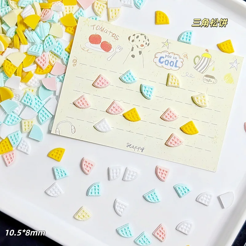 Mini Sugar Triangle Waffle Pancake Resin Charms 3D Fake Biscuit Decor for Doll House Scenery, Cream Glue Squishy DIY Accessories