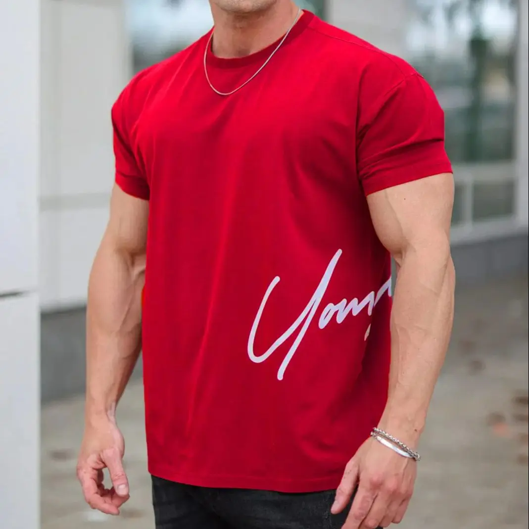 

Casual Plus Size YA Men's T-shirt Hip hop Cotton Short-Sleeved Crew Neck Blazer Gym Running Basketball Training Cothing