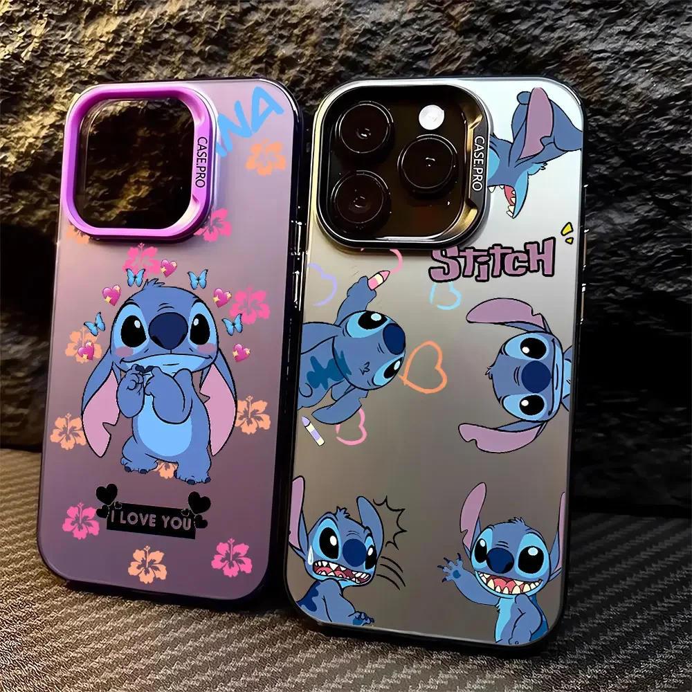 Disney Stitch Luxury Lucky Creative Phone Case For iPhone 16 15 14 13 12 11 Pro Max XR XS Max 78 Plus MINI Y2K Cute Trendy Cover