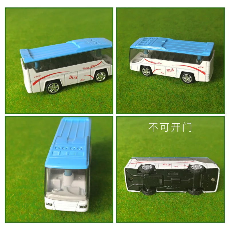 Scale 1/64 Miniature Simulation Colorful Bus Model Kit Micro Alloy School Bus Fire Rescue Vehicle Diorama Decoration Accessories