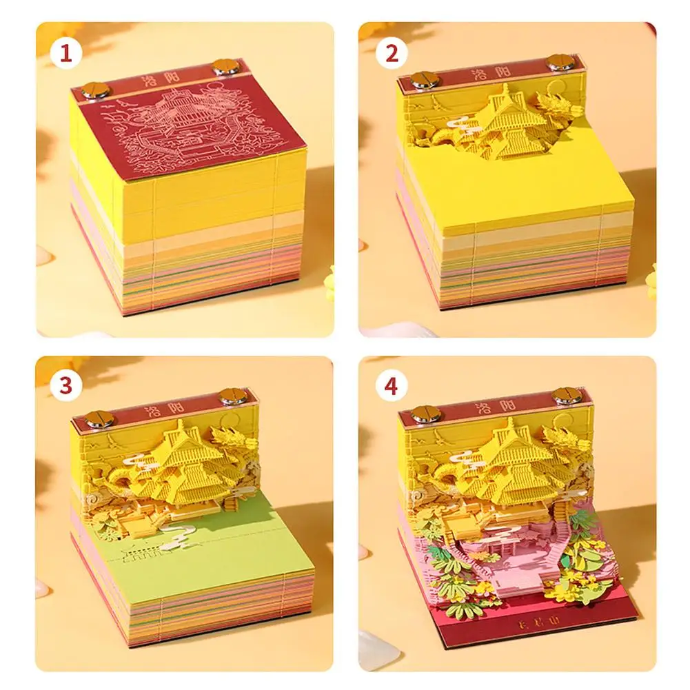 4 Arten chinesischer 3D-Kalender, Notizblock, magisches Schloss, 3D-Kalender, 3D-künstlerische Notizpapierwürfel, Memo-Geschenk, 2026-Block, Geburtstags-Notizblock R6b4 – Detail 15