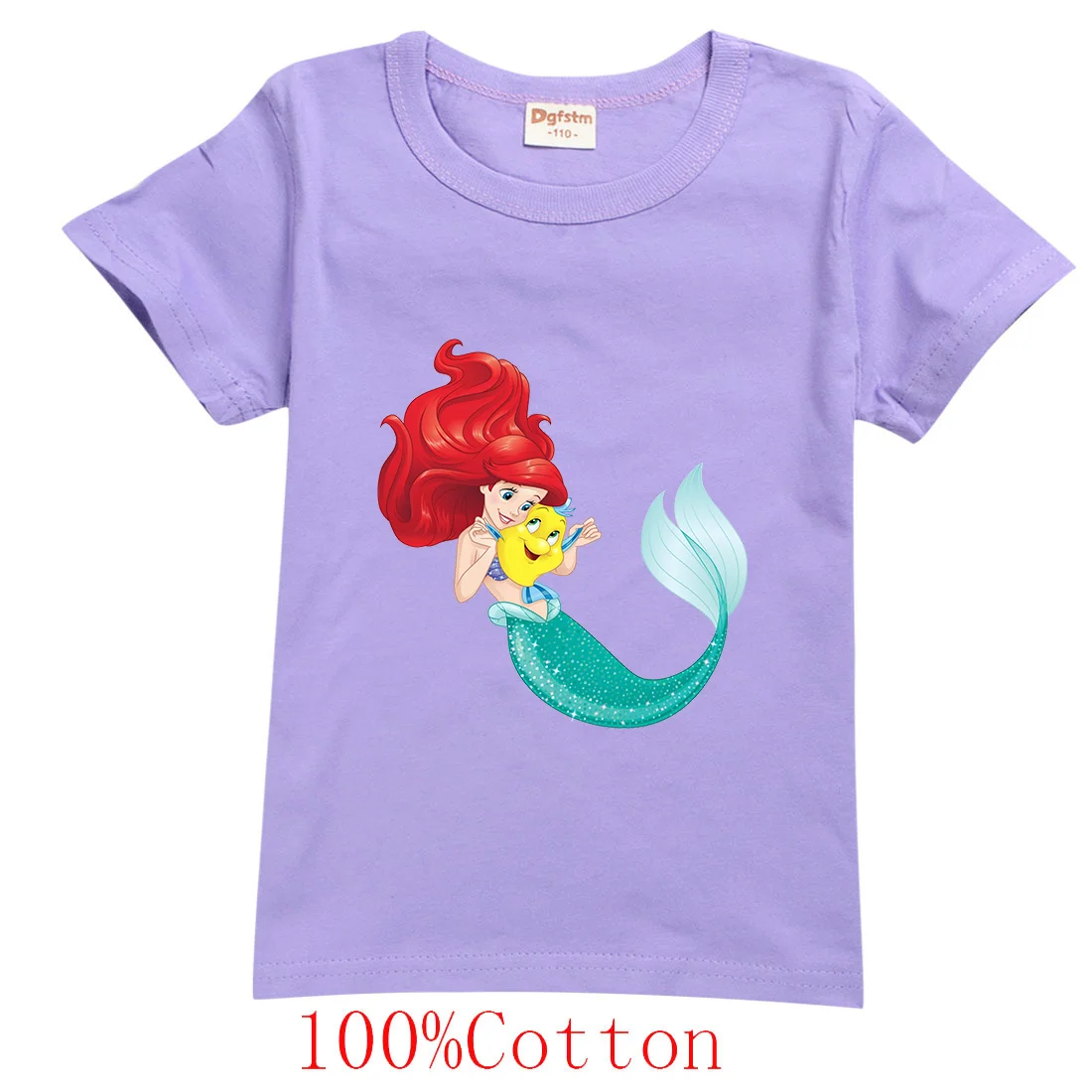 Disney The Little Mermaid Boys Girls Teenager Outfits Tee Shirt  Kids Clothes T Shirts Children Cartoons Casual Tops