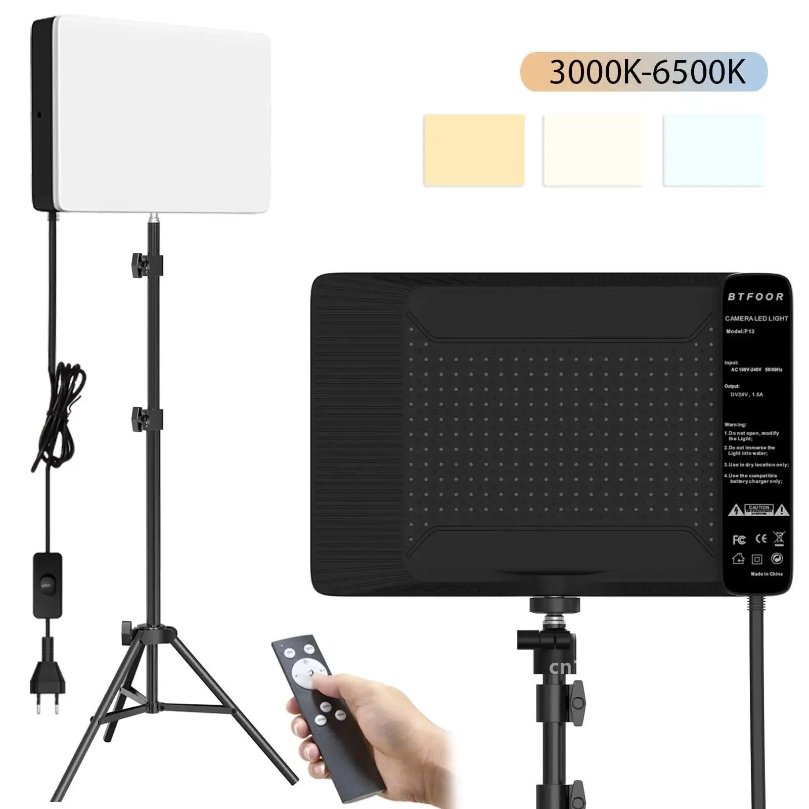 50W 3000k-6500k Bi-color LED Fill Lamp Video Light Panel Photography Lighting Live Stream Photo Studio Light with Tripod Stand