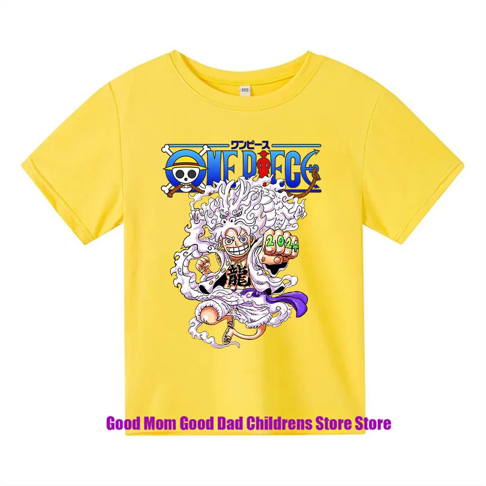 One Piece Pirate King Summer Splice t shirt Boys And Girls Cartoon Anime Print kids T-shirt Children Top Kids Sportswear baby