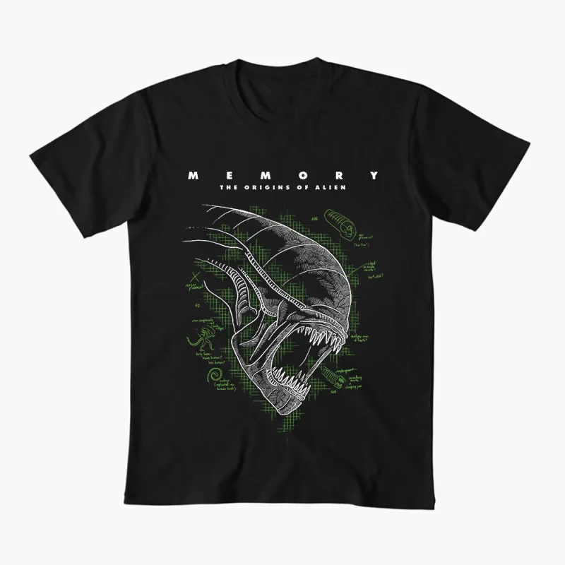

The Origins of Alien xenomorph Horror movie Weyland Sci-Fic Gift T-Shirt 100% cotton Short Sleeve Graphic clothes All size Tops