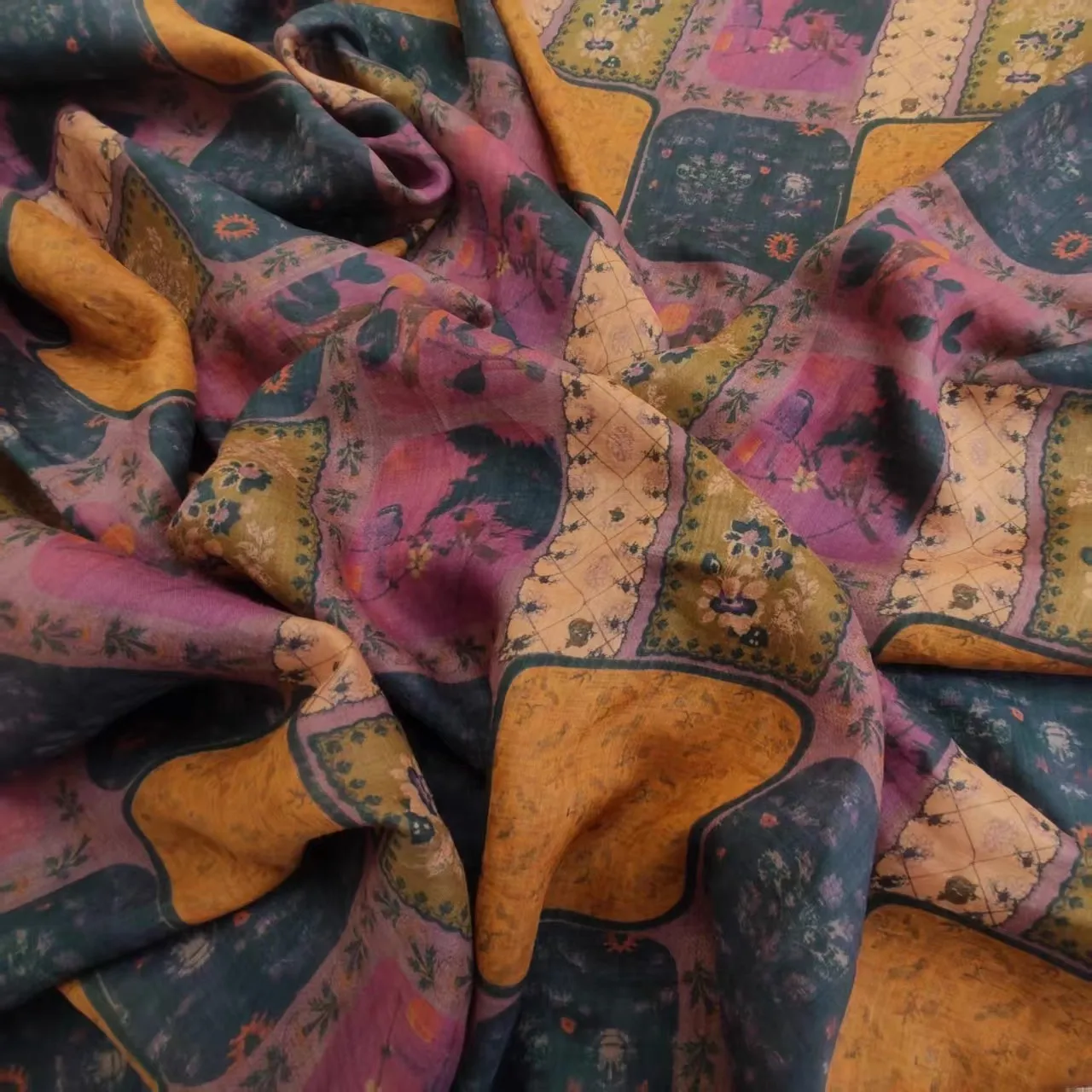 

Высококачественная новая натуральная ткань из рами с принтом в островном стиле для пошива юбок, платьев, рубашек, сумок и одежды (1 ярд)