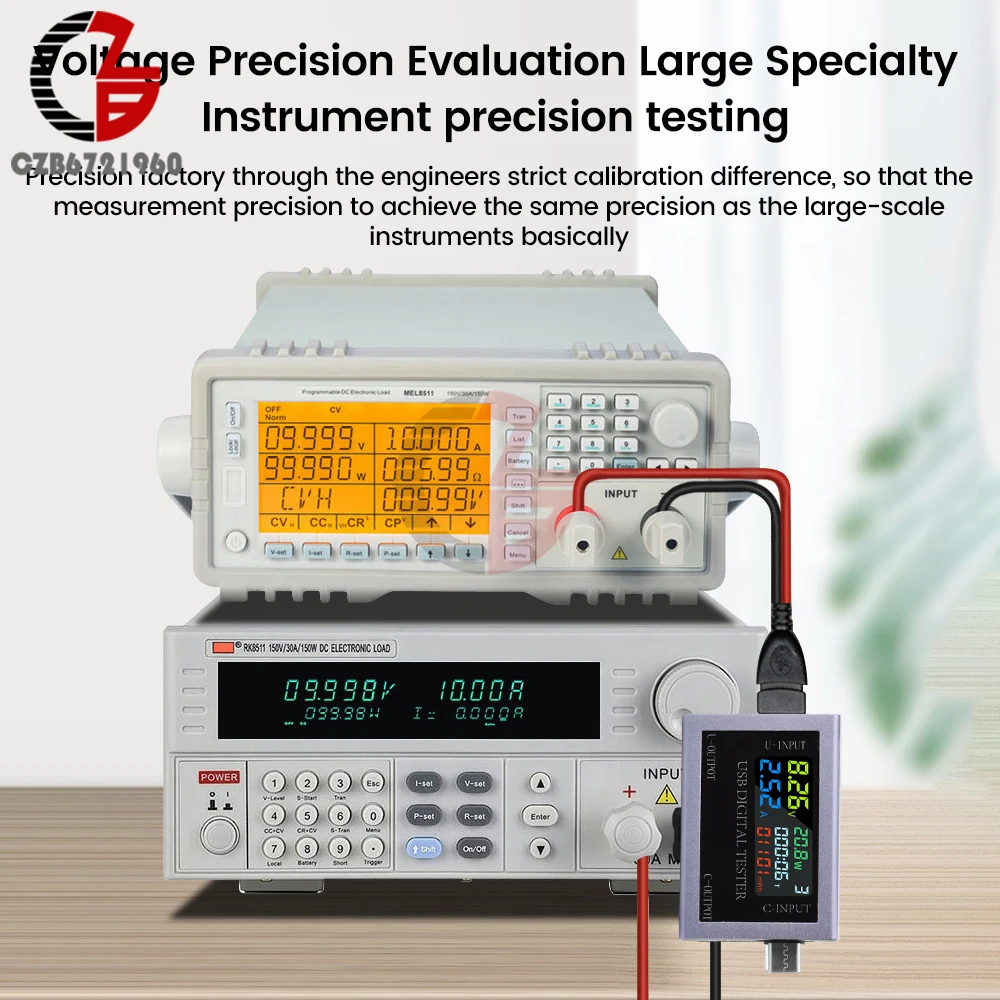 DC 4.5-50V 0-8A USB Type-C Tester Multi-function Digital Display Voltage Ammeter Power Meter DC Power Bank Charging Indicator